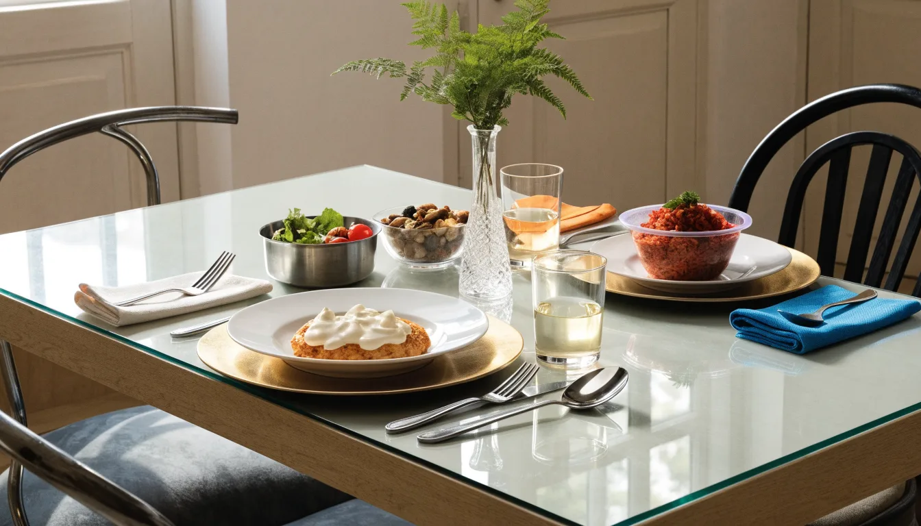 Nakryty stół przygotowany na rodzinne przyjęcie w restauracji
