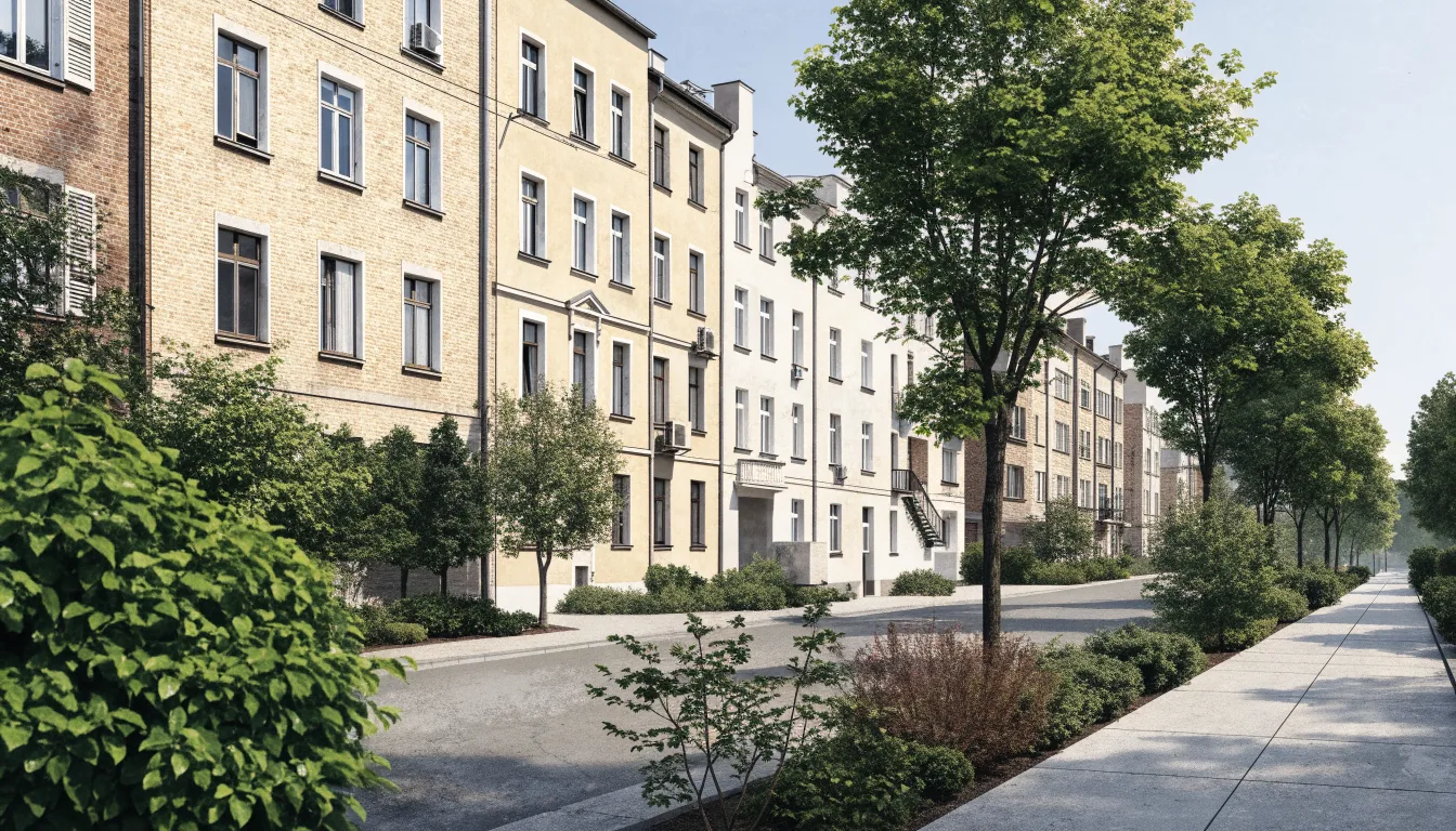 Ilustracyjna zielona ulica na warszawskich Bielanach